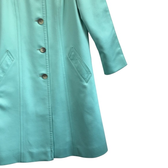 London Fog Vintage Aqua Blue/Green Trench Raincoat. Size 8R - Picture 4 of 16